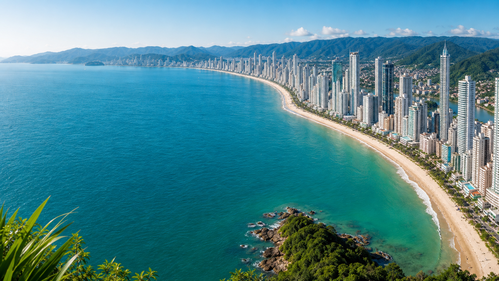 Vista aérea de la costa de Balneário Camboriú